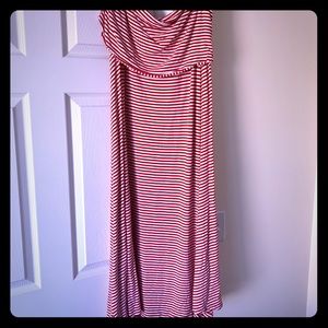 Gap Red + White Foldover Knit Maxi Skirt